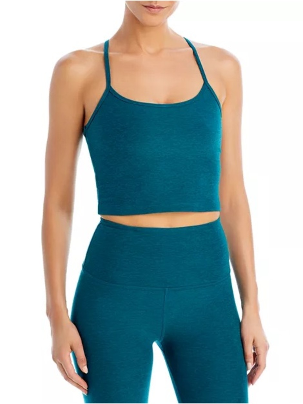 Teal Beyond Yoga Spacedye Slim Racerback Cropped Tank Sz Medium